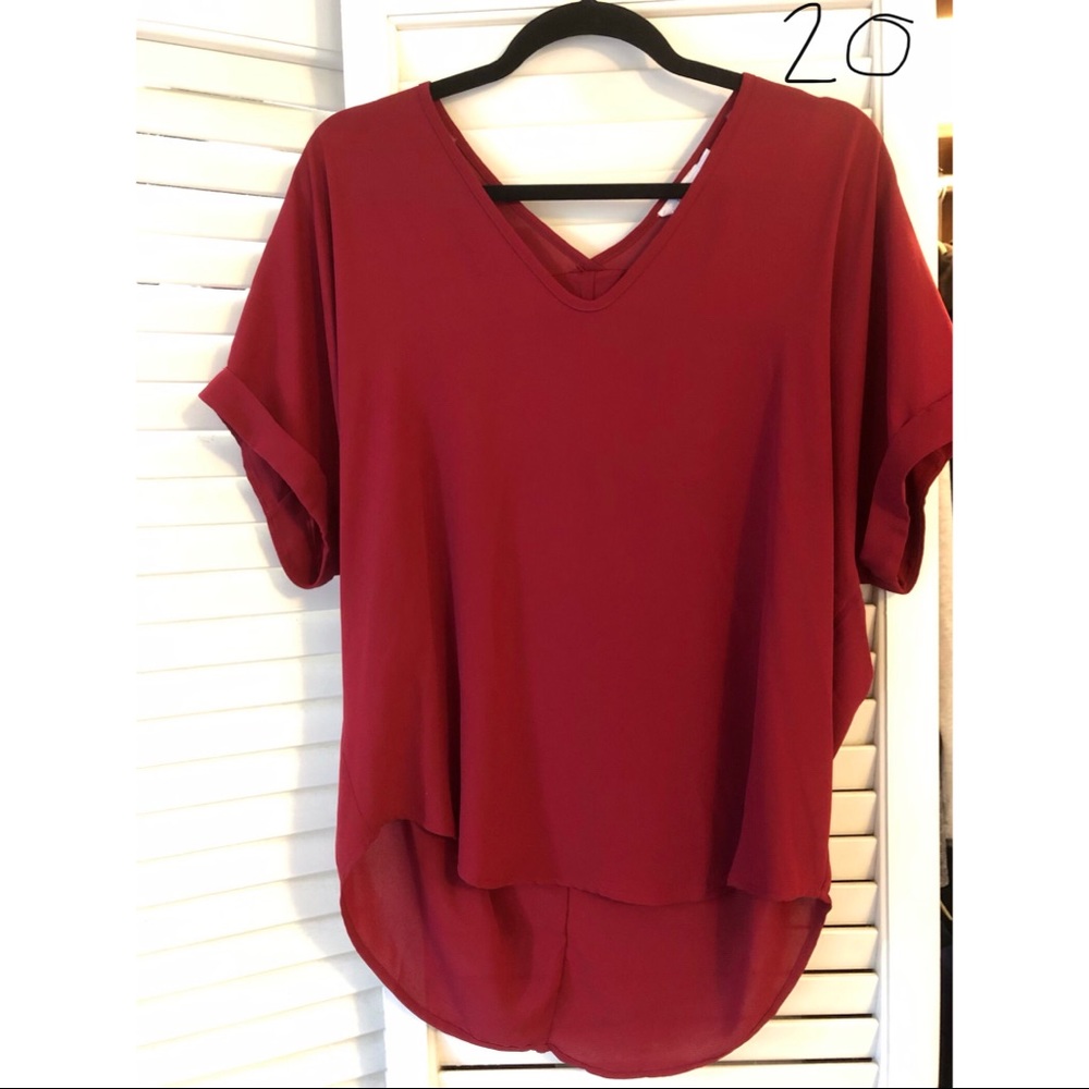 LUSH burgundy chiffon top